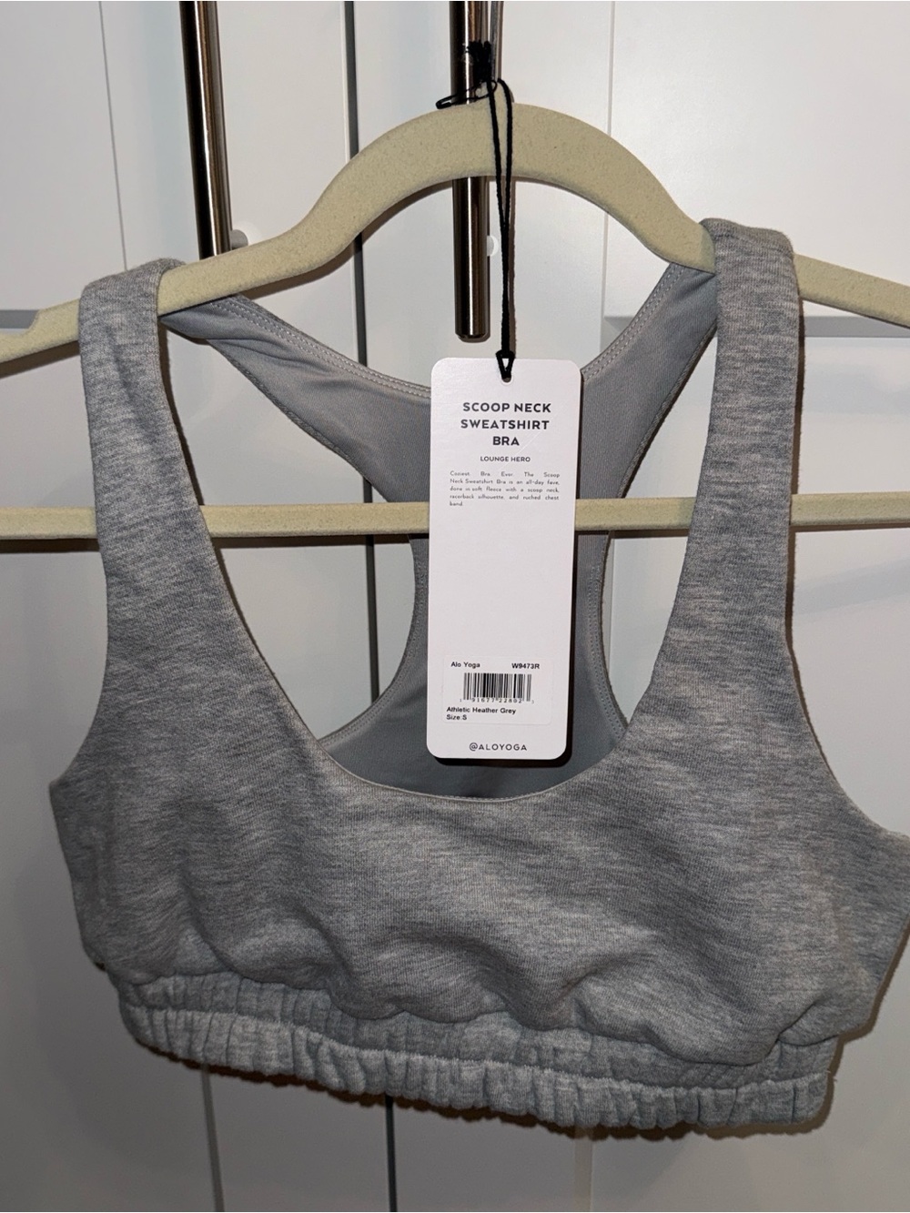 ALO Yoga Heather Gray Scoop Neck Sweatshirt Bra